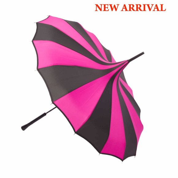 Nola Fabiola Hot Pink & Black Parasol - Picture 1 of 11